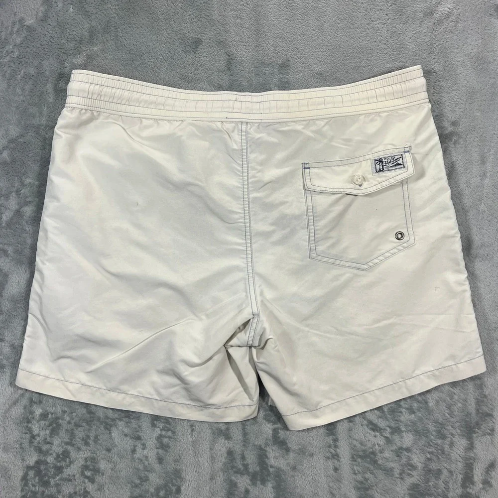 Polo Ralph Lauren Men Small Cream Swim Trunks Mesh Liner Shorts Beach Resort
